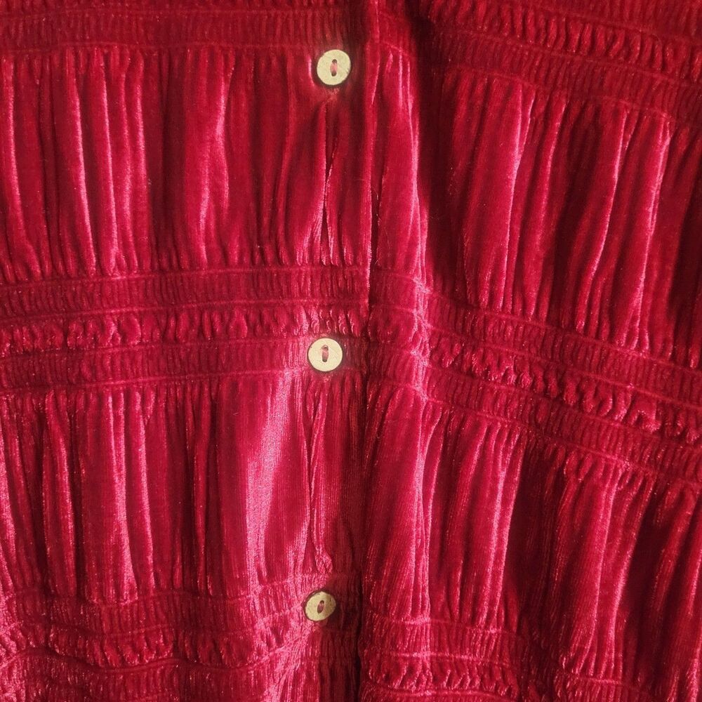 Jodifl Velvet Button Front Shirt Jacket Small Burgundy Whimsigoth